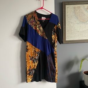 Anthropology velvet and silk shift dress